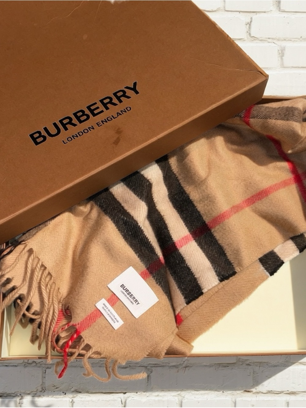 Burberry Women’s Full Length Classic Plaid 100% Cashmere Scarf